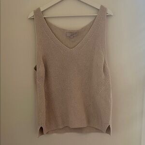 LOFT cream Knit V-Neck Sweater